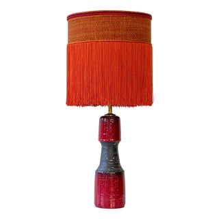 Red Black Ceramic Table Lamp by R. Houben, 1970 For Sale
