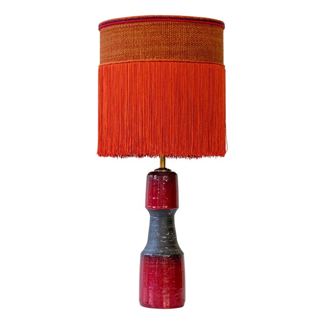 Red Black Ceramic Table Lamp by R. Houben, 1970 For Sale
