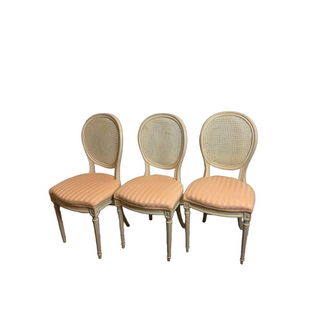 Vintage French Louis XVI Style Oval Cane Back Dining Chairs, Set of 6, C. 1970s For Sale In Miami - Image 6 of 17