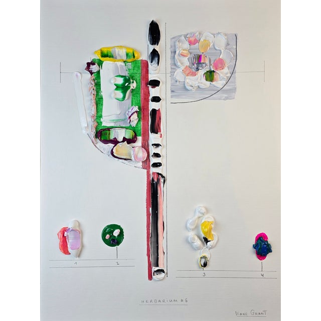 Organic Modern Minimalist Herbarium Study. *From a series of eight paintings listed separately on Chairish. Oil and pencil...