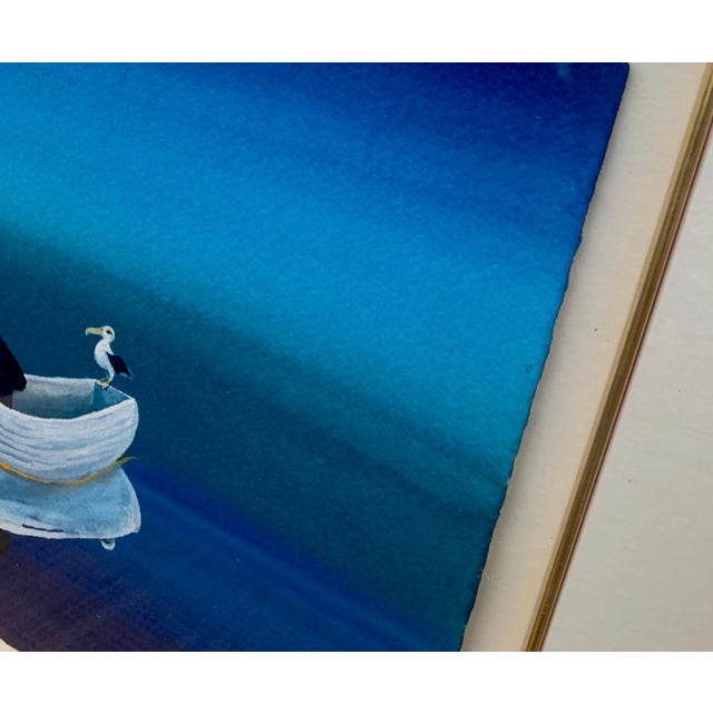 Helen Norton 1997 "The Mirror" Gouache Watercolor in Gold Frame For Sale In Charleston - Image 6 of 12