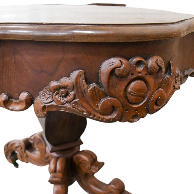 Antique Hand-Carved Dolphin Leg Side Table For Sale - Image 9 of 9