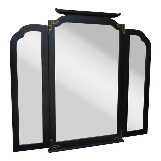 Bassett Hollywood Regency Trifold Vanity Dresser Bathroom Wall Mirror For Sale