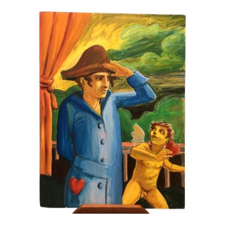 Double Sided Acrylic Figurative Painting 1990s Bay Area Raul Ruiz For Sale