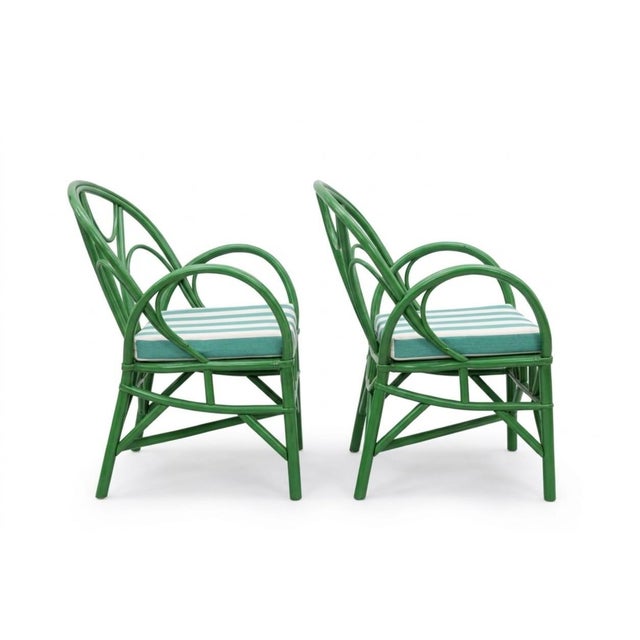 Pair of Vintage Moroccan-Style Bentwood Armchairs – Garden Green For Sale - Image 4 of 12