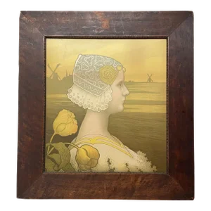 Original 1901 Paul Berthon 'queen Wilhemina' Art Nouveau Chromolithograph in Oak