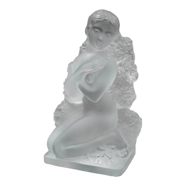 Mid 20th Century Lalique Crystal France Hiver the Four Seasons Winter Statue Series Figure For Sale