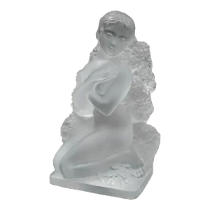 Mid 20th Century Lalique Crystal France Hiver the Four Seasons Winter Statue Series Figure