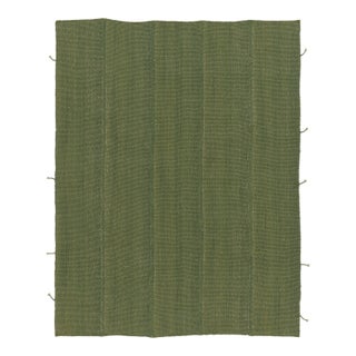 Rug & Kilim's Contemporary Rez Kilim Flatweave Rug With Green Striped Design For Sale