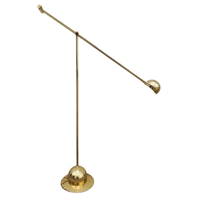 Mid-Century Modern Adjustable Brass Floor Lamp from Fischer, Germany, 1960s For Sale