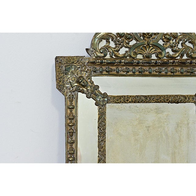 Metal French 19th Century Petite Brass Cushion Mirror For Sale - Image 7 of 11