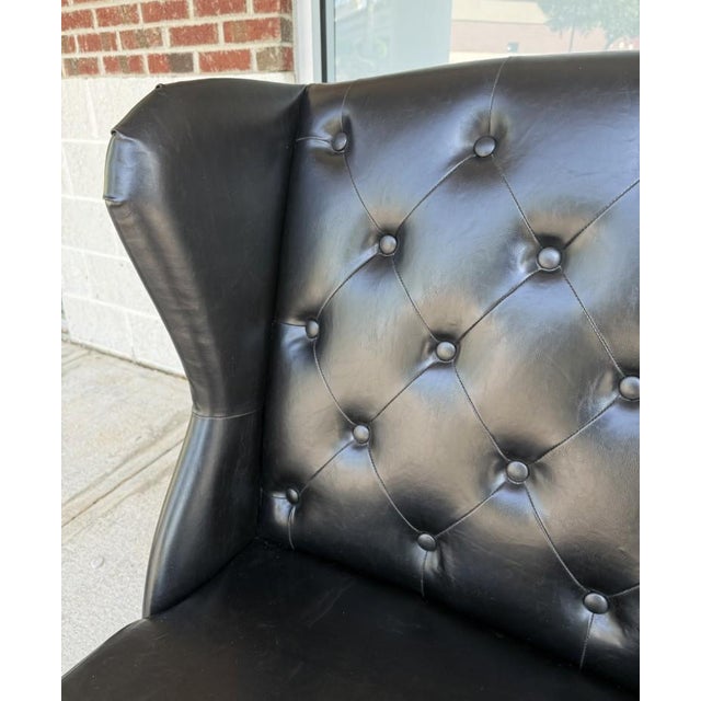 Black Arhaus Black Tufted Leather Settee For Sale - Image 8 of 12
