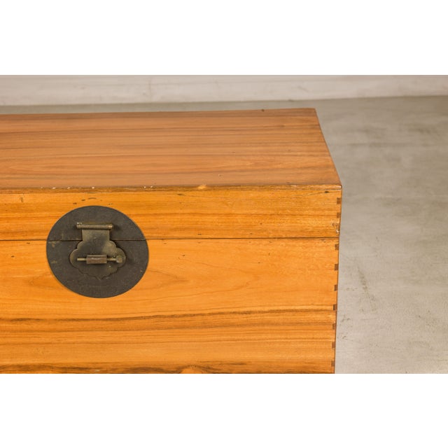 Vintage Chinese Pine Blanket Chest or Coffee Table with Brass Hardware For Sale - Image 13 of 18
