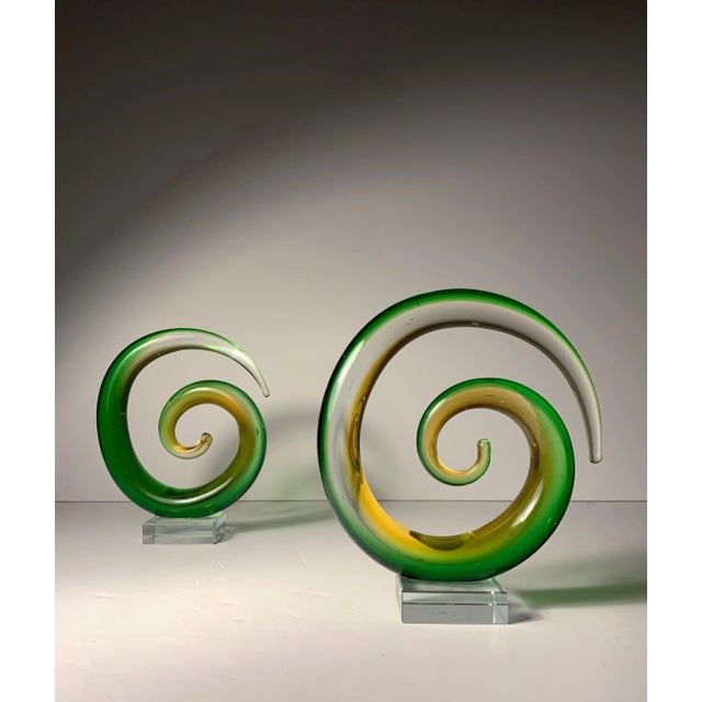 Seguso Vintage Murano Glass Swirls (2 Available) For Sale - Image 4 of 5