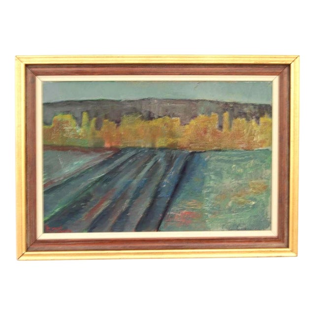 Bruno Forssberg, Field at Dusk, 1950s, Oil on Canvas, Framed For Sale