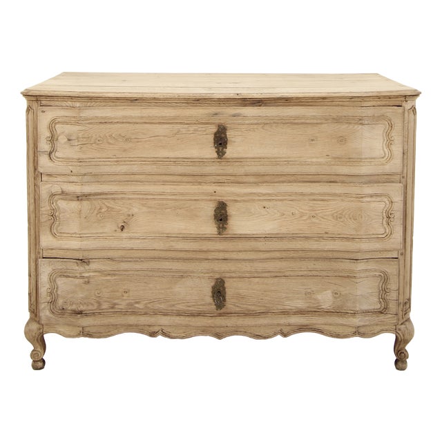 Antique German Baroque Bleached Oak Chest of Drawers, 1700s For Sale