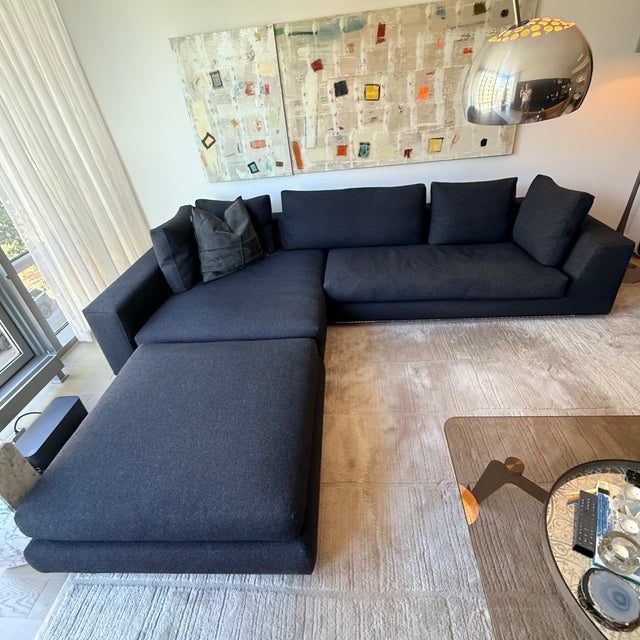 Minotti Minotti Two Piece Sectional With Ottoman For Sale - Image 4 of 14