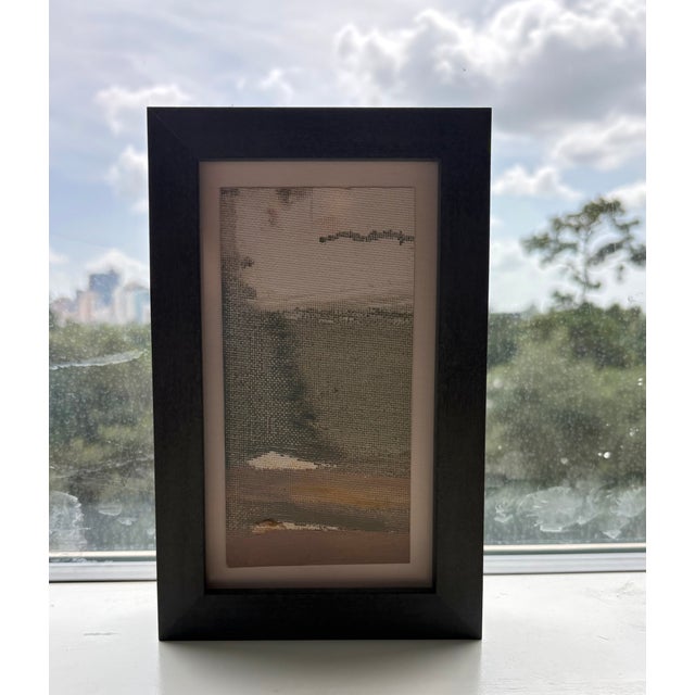 Small studio sketch with a lovely wash of color on paper in a new charcoal gray wood frame under gallery acrylic. Set on a...