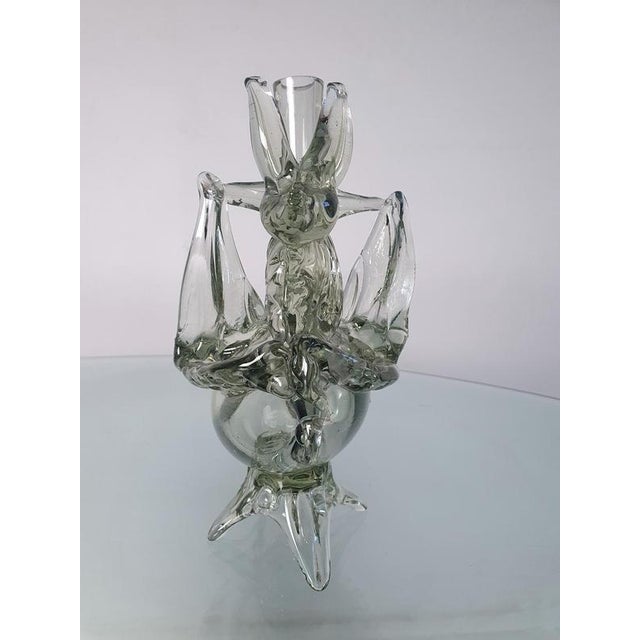 Murano Glass Vase and Candle Holder with Mystical Fox, Italy, 1940s For Sale - Image 3 of 9