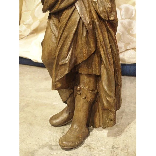 18th Century Carved Wooden Statue From France For Sale - Image 4 of 13