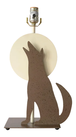 1980s Postmodern Memphis Style Metal Howling Wolf Table Lamp