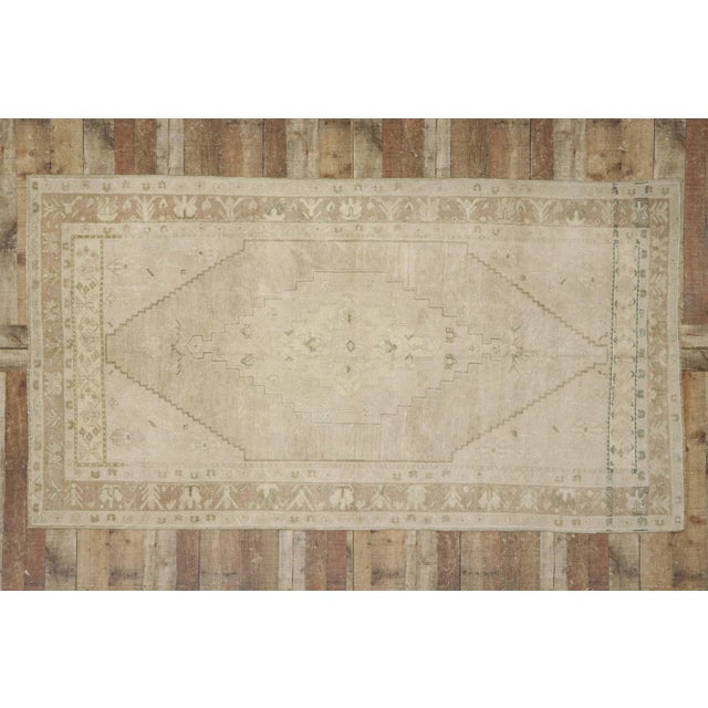 Tan Vintage Turkish Oushak Gallery Rug - 04'09 X 08'08 For Sale - Image 8 of 9