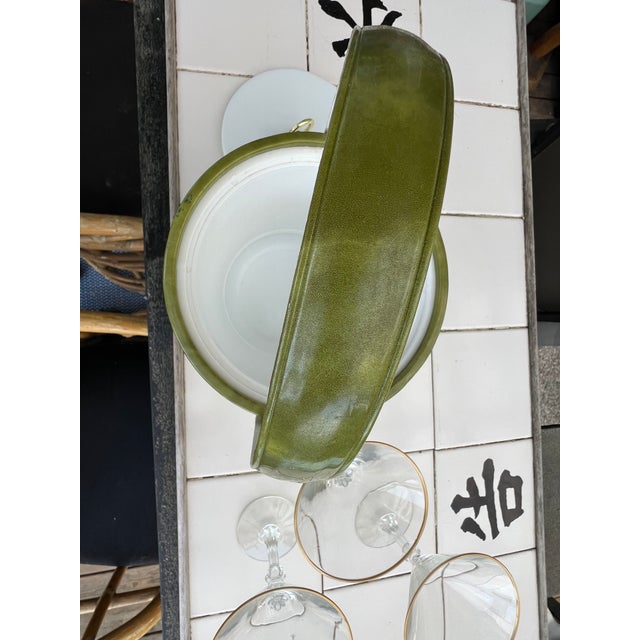 1970s 1970's Vintage Green Vinyl Ice Bucket For Sale - Image 5 of 9