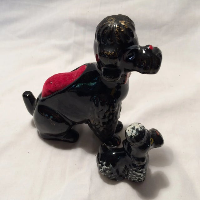 Vintage Poodle Ceramic Pin Cushion & Assistant For Sale - Image 4 of 11