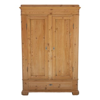 Antique Farmhouse Danish Pine Wardrobe, 1880s For Sale