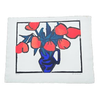 Gernot Kissel, Flowers in a Pot, 1970s, Lithograph For Sale