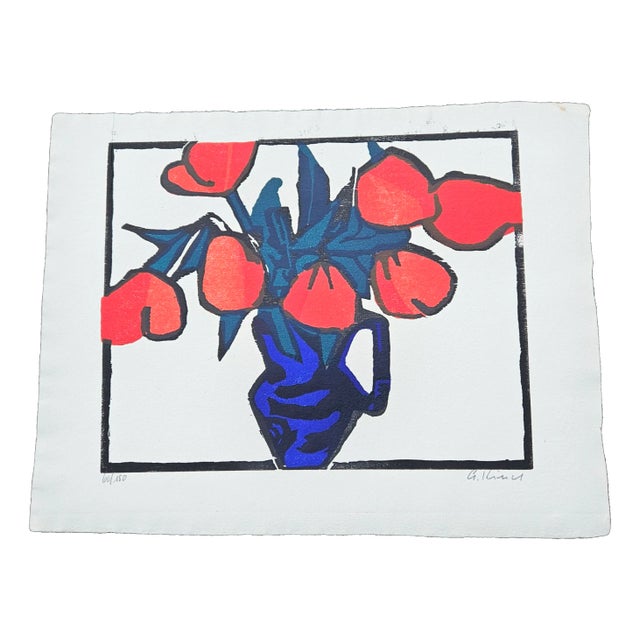 Gernot Kissel, Flowers in a Pot, 1970s, Lithograph For Sale