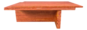 Red Travertine Coffee Table, 1970s