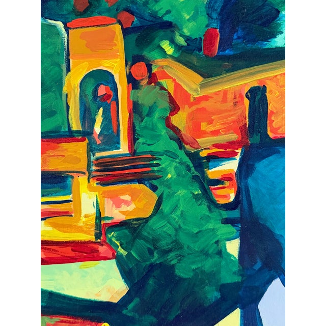 Textile Vintage Fauvist Painting - Kandinsky Style For Sale - Image 7 of 14