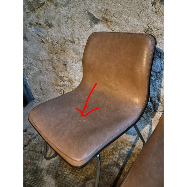 French Sled Base Chairs in Beige-Taupe Vinyl, 1976, Set of 4 For Sale - Image 10 of 18