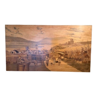 Large 1990 Spindler Wood Marquetry Panel "Les Vendanges De Kaysersberg" For Sale