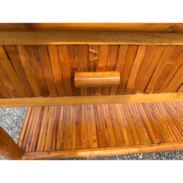 1980s Vintage Huge Bamboo Console Table With Stone Top For Sale - Image 5 of 7