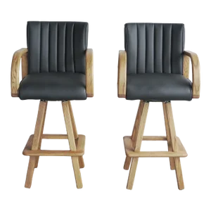1980s Vintage Upholstered Bar Stools - a Pair