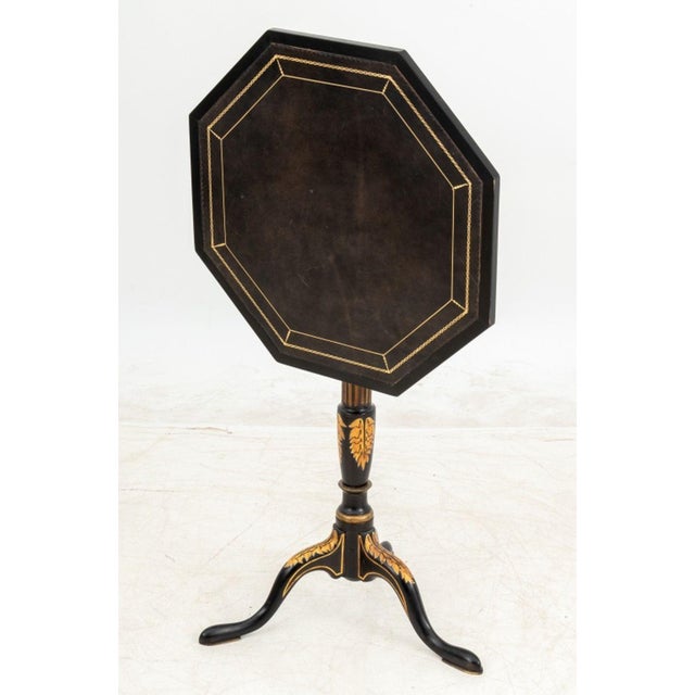 Regency Style Ebonized & Gilt Painted Tripod Table For Sale In New York - Image 6 of 6