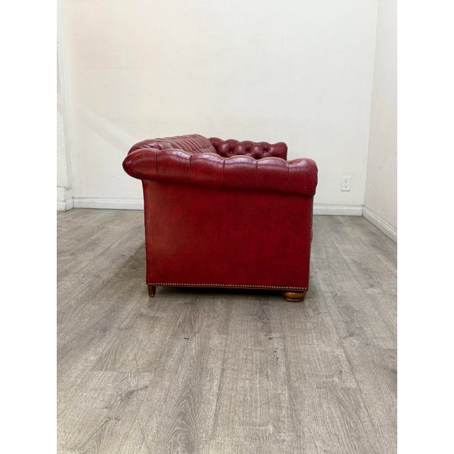 Animal Skin Red Chesterfield Leather Sofa For Sale - Image 7 of 11
