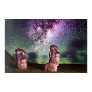 Moai Statues, Rano Raraku Under Night Skies Photograph by Marc Shields, Easter Island 21st C.