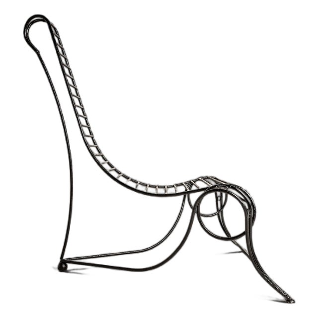 Oversized Modernist Wrought Iron Sculptural "Spine Chair" in the Manner of Andre Dubreuil, United States, C. 1980s For Sale