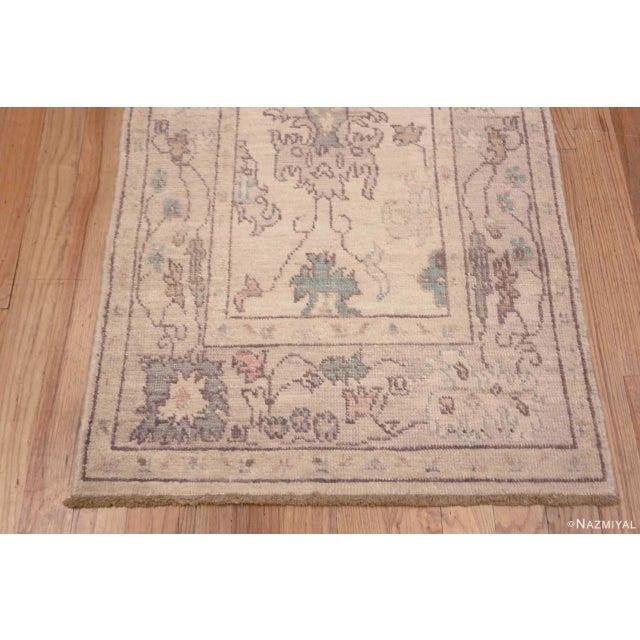 2020s Decorative Soft Color Modern Tribal Turkish Oushak Design Hallway Runner Rug For Sale - Image 5 of 5