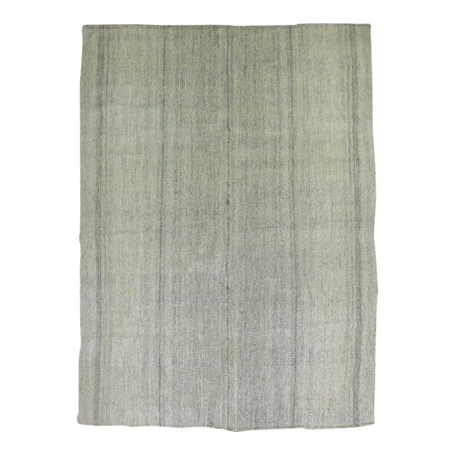 Vintage Zabihi Collection Gray Turkish Minimalist Kilim - 6'8" x 9'11" For Sale