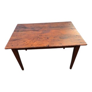 Antique Country Rustic Farmhouse Pine Dining Table. 19th Century. For Sale