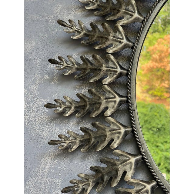 Spanish Round Silvered Metal Sunburst Mirror For Sale In New York - Image 6 of 10
