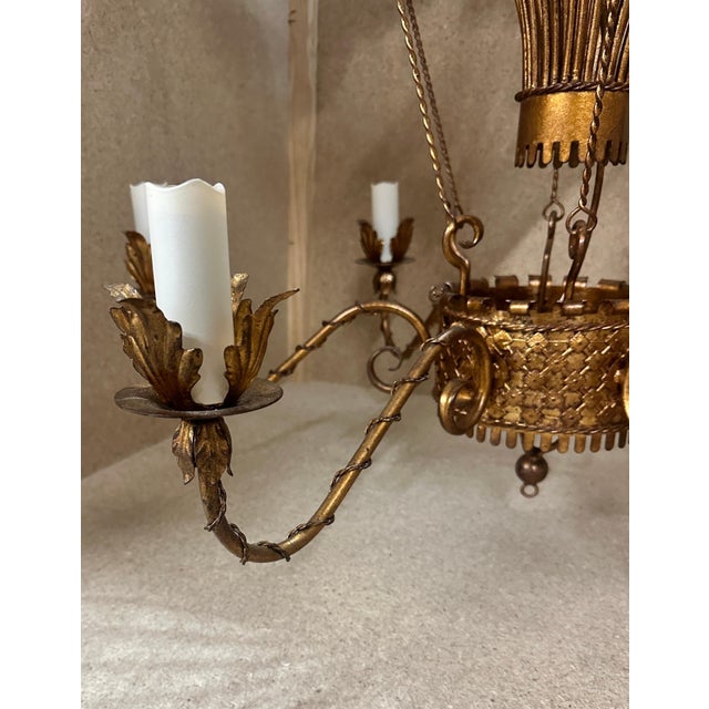 Late 20th Century Late 20th Century Hot Air Balloon Form Tole Chandelier For Sale - Image 5 of 5