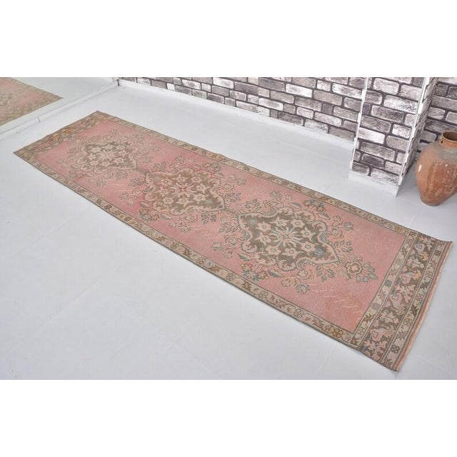 Turkish Vintage Oushak Hallway Runner For Sale - Image 3 of 10