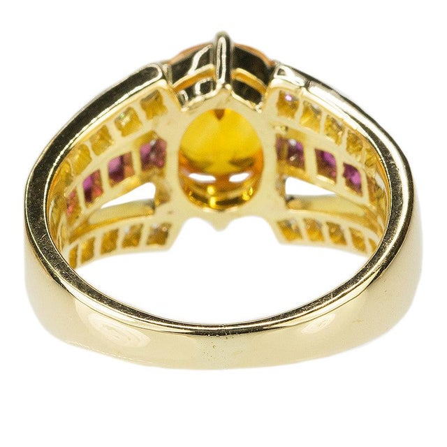 Contemporary Late 20th Century Gold Sapphire Ring, Size 4.25 For Sale - Image 3 of 5