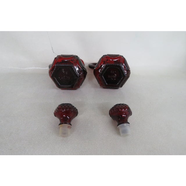 Avon Cape Cod Collection Ruby Red Glass Cruet Oil and Vinegar Set of Two 4203b For Sale In Miami - Image 6 of 12