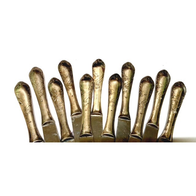 Art Nouveau 1890s Gremany Jugendstil 11x Knives in Arg 800 Silver / Rostrfei Art Nouveau For Sale - Image 3 of 14